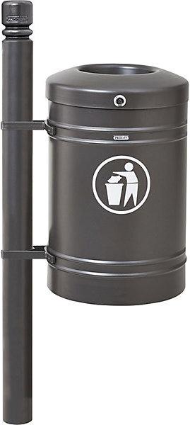 Image du produit SPL Poubelle d'extérieur GUSTAVIA, capacité 40 l, avec potelet latéral, gris. (40 l)