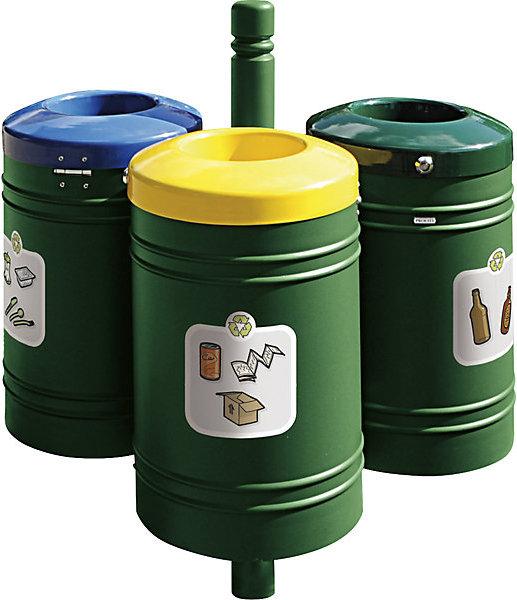 Image du produit SPL Poubelle d'extérieur GUSTAVIA, capacité 3 x 40 l, avec jeu d'autocollants, vert. (120 l)