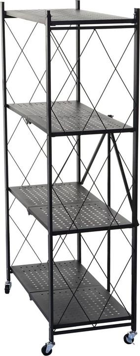 Immagine prodotto Swisshandel24 Scaffale HWC-J85, scaffale verticale per soggiorno, pieghevole/pieghevole in acciaio nero, 4 (126 x 71 x 36 cm)