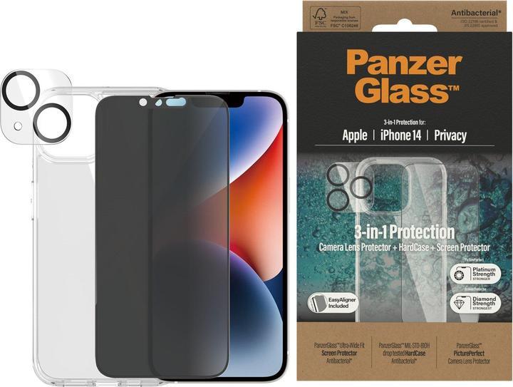 PanzerGlass 3in1 Privacy Protection Set for iPhone 14 (1 Piece, Apple iPhone 14)