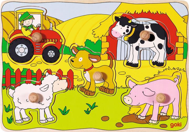 Produktbild Goki Puzzle Holzpuzzle auf dem Bauernhof (5 Teile)