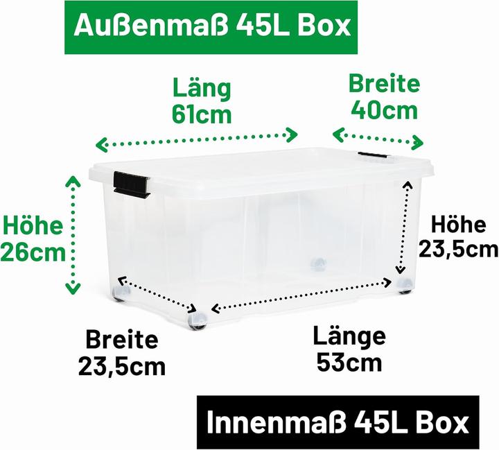 Produktbild Novaliv Aufbewahrungsbox mit Deckel Gross 45L transparente Nestbar stapelbare Plastikbox mit Clipvers (45 l)