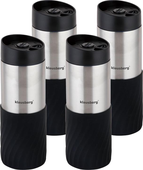 Image du produit Klausberg Lot de 4 mugs isothermes à double paroi, 420ml, noir (0.42 l)