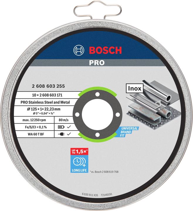 Produktbild Bosch Professional Zubehör PRO Stainless Steel and Metal Trennscheibe, 125 x 1 x 22,23 mm