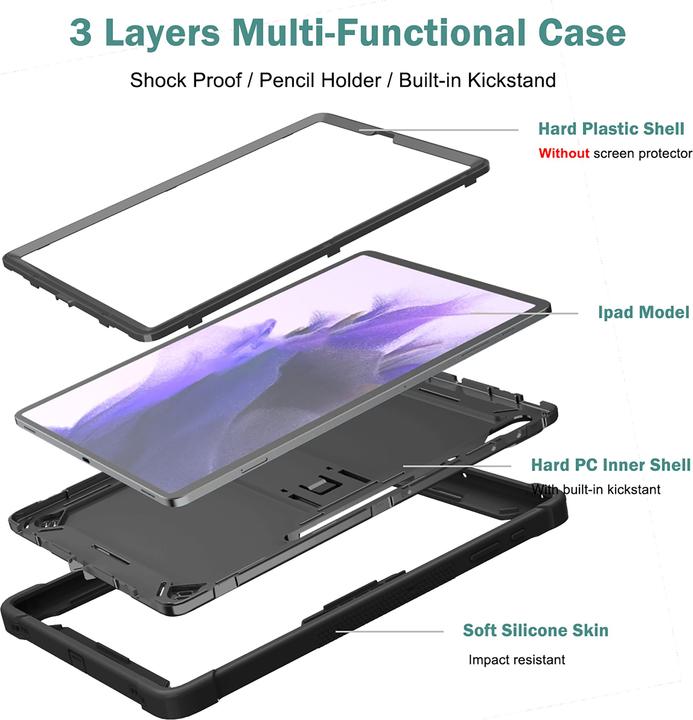 Produktbild Cazy Stossfest Hülle Kompatibel mit Samsung Galaxy Tab S8+ - Schutz Fallfest Hülle - mit Stand Funktion 3 (Galaxy Tab S8+)