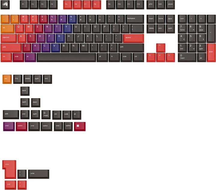 Glorious GPBT Gradient Keycaps, ANSI Layout (US), PBT, Dye-Sub - Celestial Fire