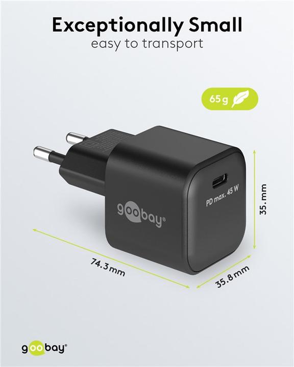 Produktbild Goobay USB-C Nano Schnellladegerät mit GaN Technologie (45 W)