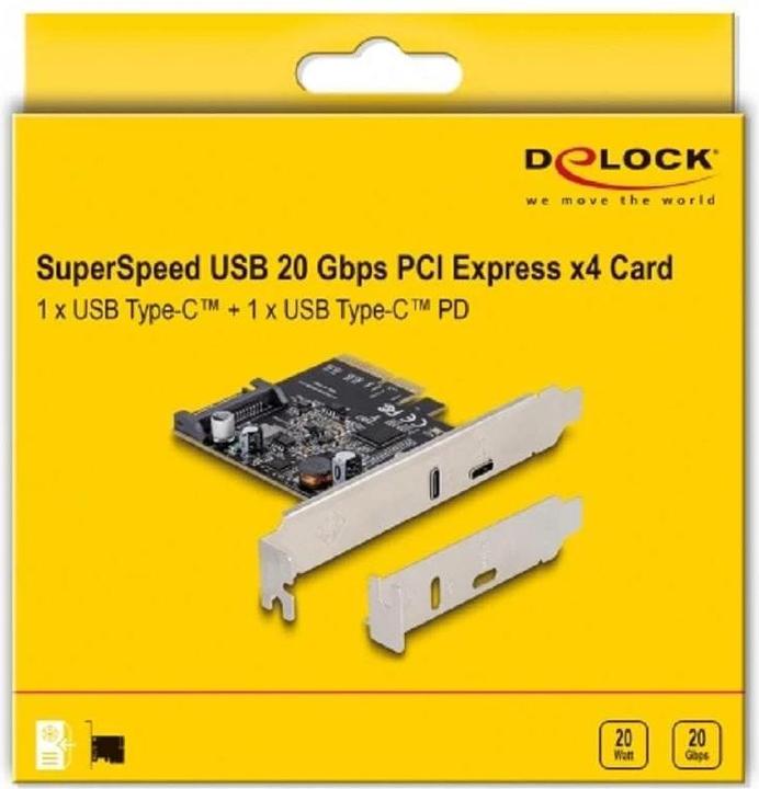 Image du produit Delock Carte PCI Express x4 vers 1 x SuperSpeed USB 20 Gbps (USB 3.2 Gen 2x2) USB Type-C™ + 1 x USB