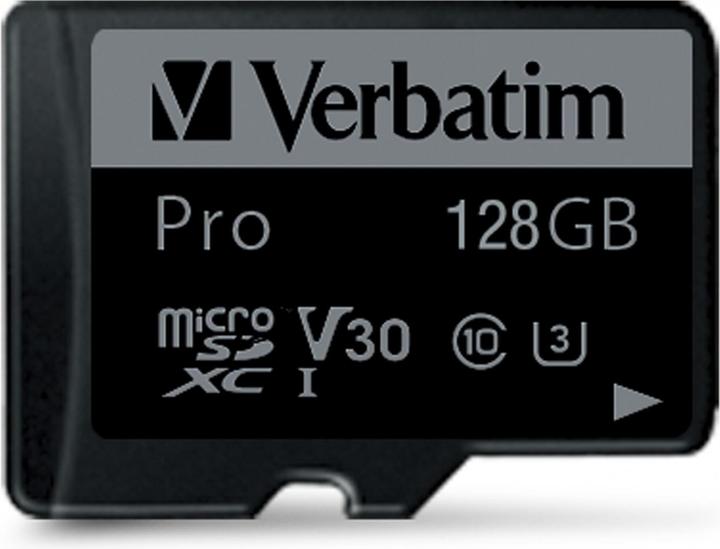 Immagine prodotto Verbatim microSDXC Pro 128GB Class 10 UHS-I (128 GB, microSDXC, U3, UHS-I)