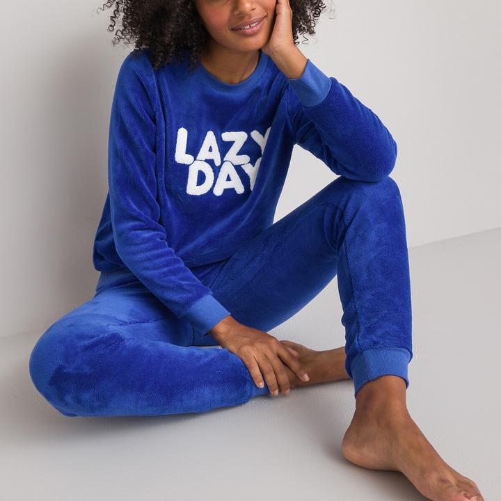 So'home Fleece-Schlafanzug mit Schriftzug