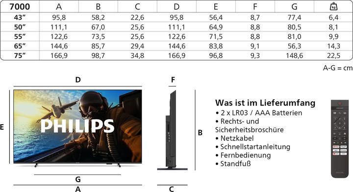 Produktbild Philips 65PUS7000/12 (65", PUS7000, LED, 4K, 2025)