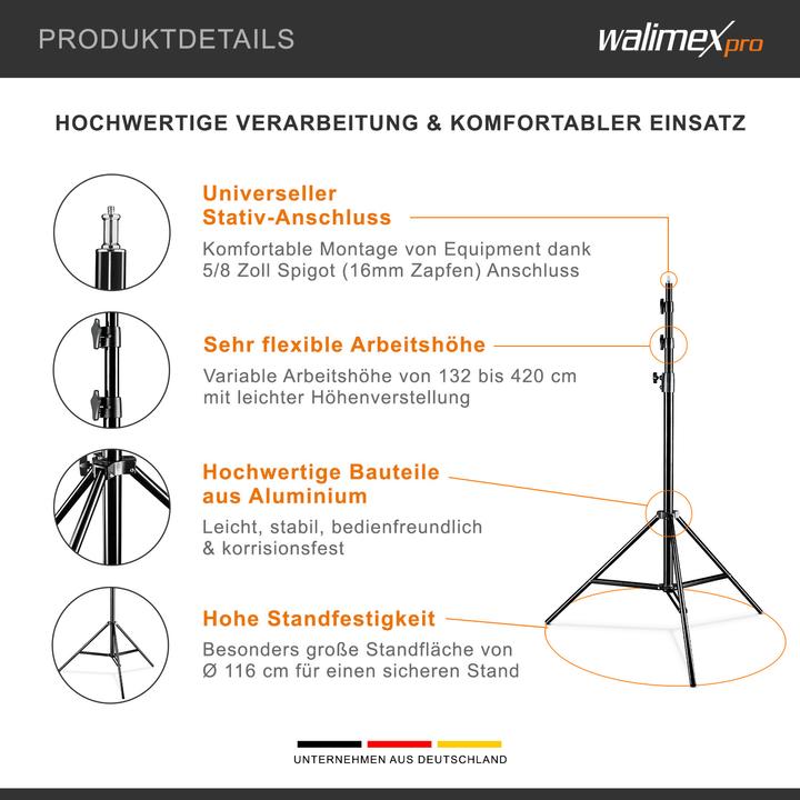 Immagine prodotto Walimex Treppiede per lampada WT-420, 420cm (420 cm, 7.50 kg)