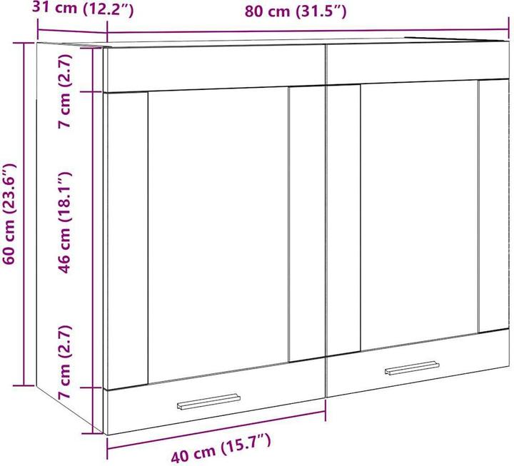 Image du produit VidaXL Hängeglasschrank Artisan-Eiche 80x31x60 cm Holzwerkstoff Küchenschrank (80 x 31 x 60 cm)