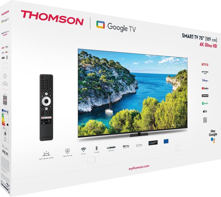 Actual product image Thomson TV 75 4k Smart UHD T2/C2s2 Google TV Frameless Piede (75", LED, 4K)