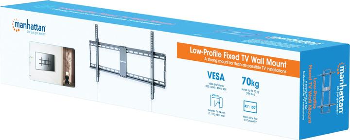 Immagine prodotto Manhattan Staffa da parete per TV ultrapiatta, rigida (Muro, 100", 70 kg)