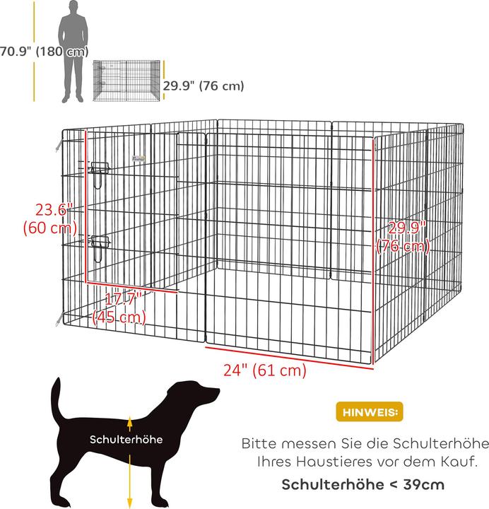Immagine prodotto PawHut Welpenauslauf Metall Schwarz