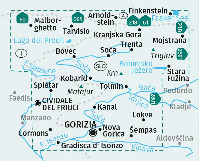 Produktbild Wanderkarte 2804 Soča-Tal, Isonzo, Alpi Giulie / Julische Alpen, Triglav, Nova Gorica