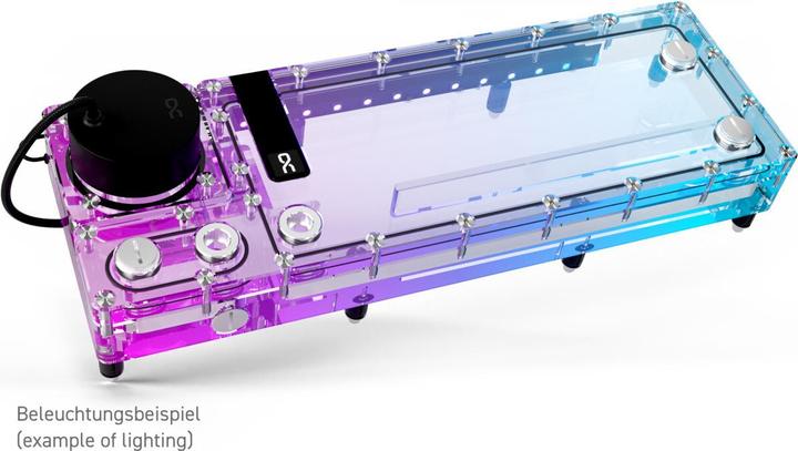 Produktbild Alphacool PUM Core Flat Reservoir 360 Left mit VPP Apex Pumpe