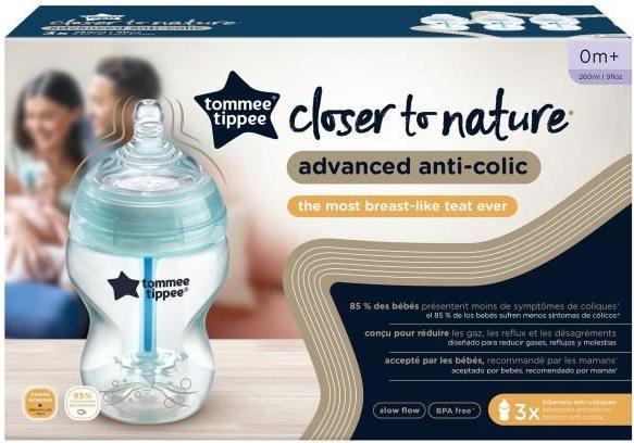 Productafbeelding Tommee Tippee TOMMEE TIPPE buteliukas ADVANCED ANTI-COLIC, 260 ml, 3 vnt., 422746 (260 ml)