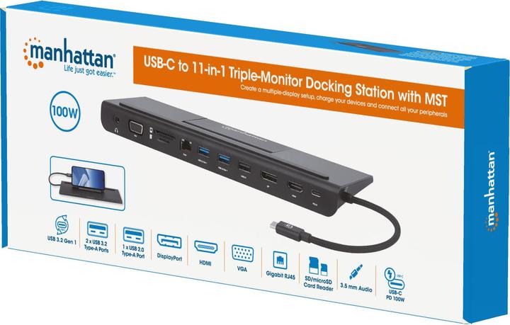 Produktbild Manhattan Triple-Monitor Dock (Docking Port, 11 Ports)