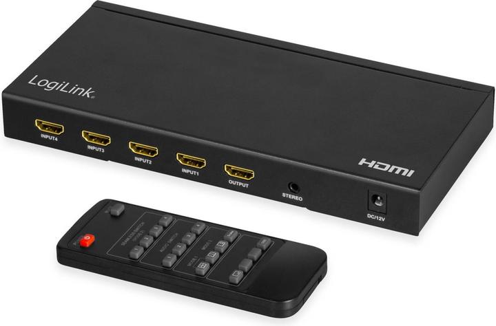 Produktbild LogiLink HDMI-Switch 4x1-Port, Multiviewer, 4K/30 Hz, Scaler, Seamless, RC