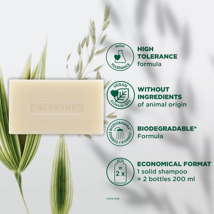 Actual product image Klorane Shampoo Bar Oats Organic (80 ml, Solid shampoo)