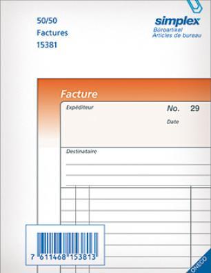 Actual product image Simplex invoices french (100 x)