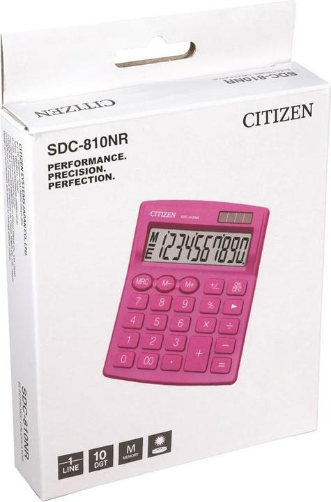 Actual product image Citizen calculator calculator SDC810NRPKE, pink, desktop, 10 seats, dual power (Batteries)