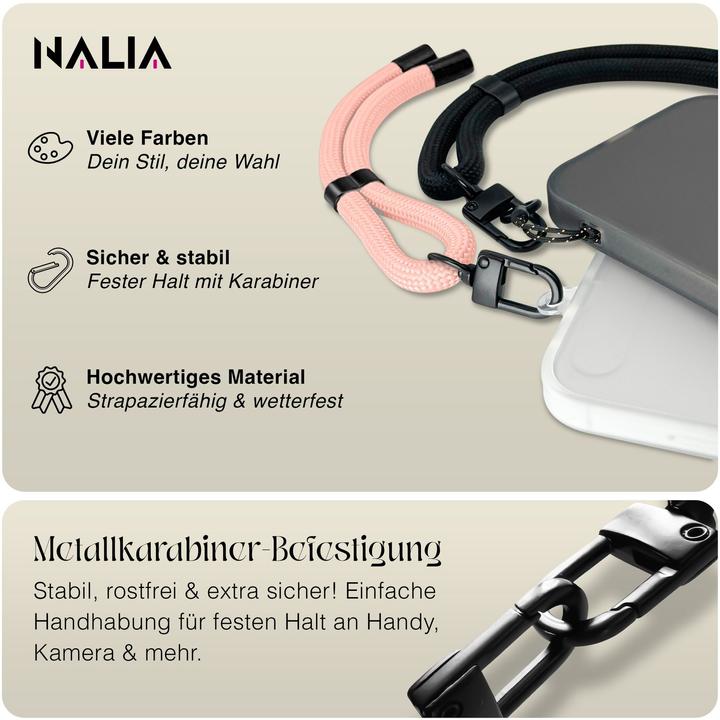 Produktbild Nalia Wristy Lanyard Handykette – Universal Trageband für Smartphones – Verstellbar, Soft & Elastisch
