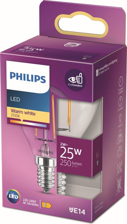 Image du produit Philips Lampe 2 W (25 W) E14 Blanc chaud (E14, 2 W, 250 lm, 1 x, E)
