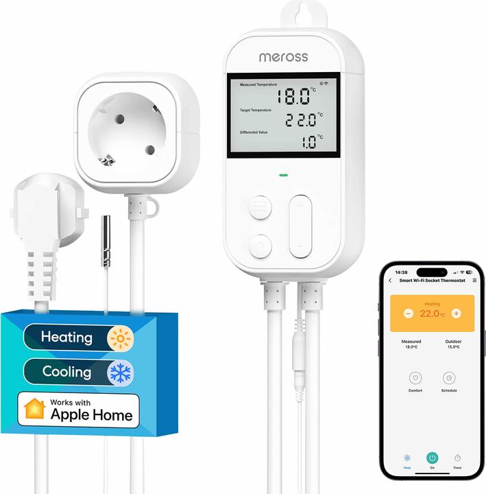 Meross SMART HOME WI-FI THERMOSTAT/HEAT.&COOLING MTS200BHK