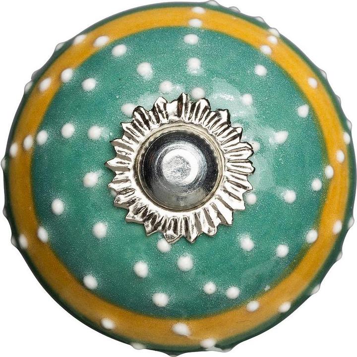 Image du produit Tranquillo Poignée de meuble faite main, Ø 4 cm, turquoise/argenté