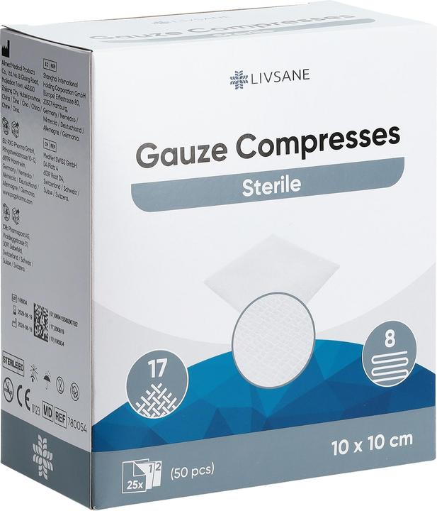 Livsane Mullkompresse 10x10cm steril 2 x 25 Stk