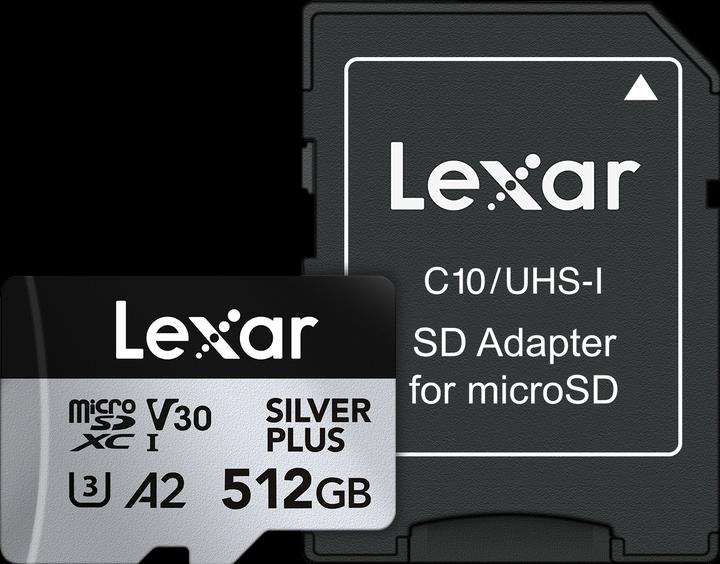 Actual product image Lexar Professional Silver Plus (512 GB, microSDXC, U3, UHS-I)