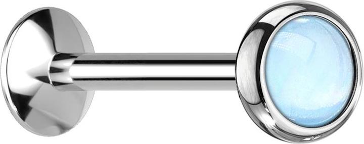 Produktbild Star Piercing Micro UFO Labret Innengewinde silber mit Epoxidstein blau (ohne Messing, Chirurgenstahl 316L)