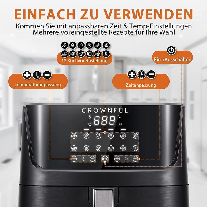 Actual product image Crownful Air fryer 6.5L