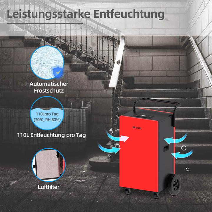 Produktbild Be Cool BE COOL Bautrockner 110L mit Wasserpumpe (230 m², 110 l/24h)