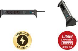 Immagine prodotto Brennenstuhl ALU-Office-Line 4gang, USB 3.1A *EN* 60kA/o.filter - 1,8m H05VV-F3G1,5 (4 x, CEE7, 1.80 m)