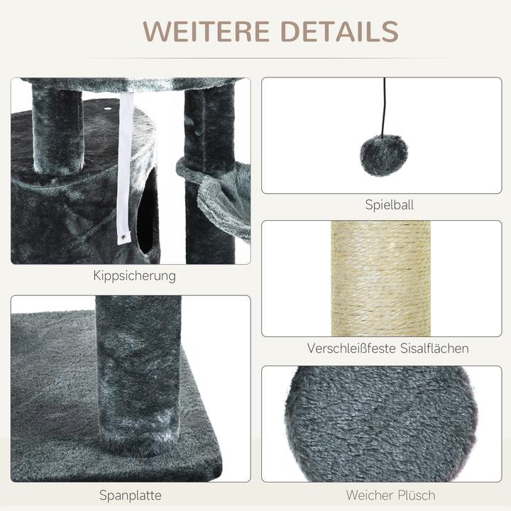 Actual product image PawHut Cat tree with cave (260 cm, Dark grey)