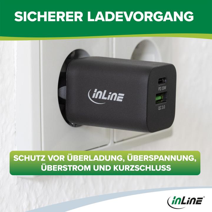 Produktbild InLine Power Delivery + Quick Charge USB Netzteil (33 W)