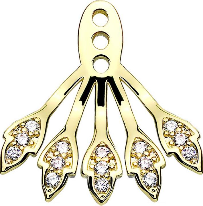 Produktbild Star Piercing Ohrring Ear Jacket vergoldet mit fünf Kristallblätter