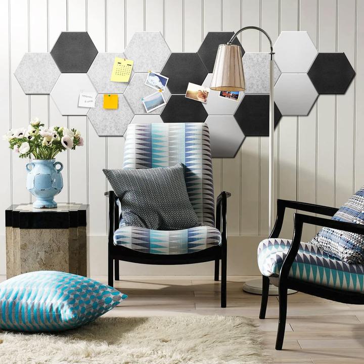 Image du produit Kuchoow Panneaux acoustiques Hexagon avec autocollant (12 pcs)