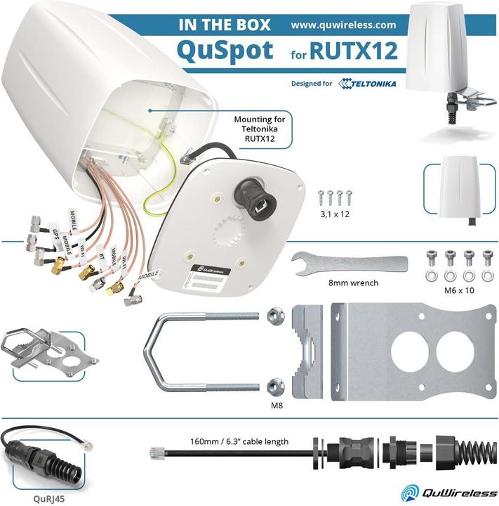 Actual product image Quwireless QuSpot for RUTX12 2x Antenna