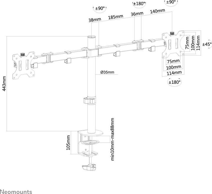 Immagine prodotto Neomounts Supporto da tavolo FPMA-D550DBLACK (Tavolo, 32")