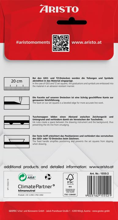 Valori nutrizionali e ingredienti Aristo Angolo con bordo smussato e nodi per l'inchiostro (225 mm)