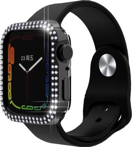 Actual product image Cover-Discount Apple Watch 45mm - glitter rhinestones protective case black