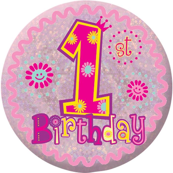 Immagine prodotto Amscan Olografico 1° Compleanno Spilla/Badge per Feste