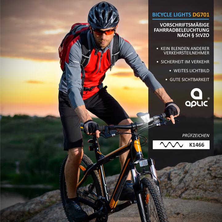 Actual product image Aplic LED bike light, front light, rechargeable bike front light with 50 LUX, bike light, StVZO approved (300 lm)