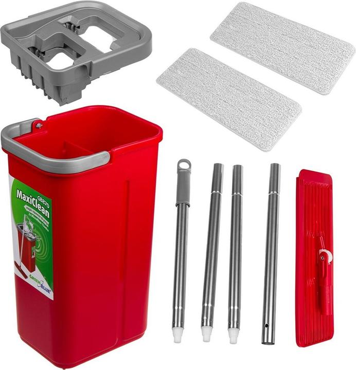 Produktbild Greenblue Flachbesen + Eimer + Teleskopstange + 2 x Mikrofasermatte 5,7 L Bodenreinigung XXL Set Schwenkkopf (1 Stk.)