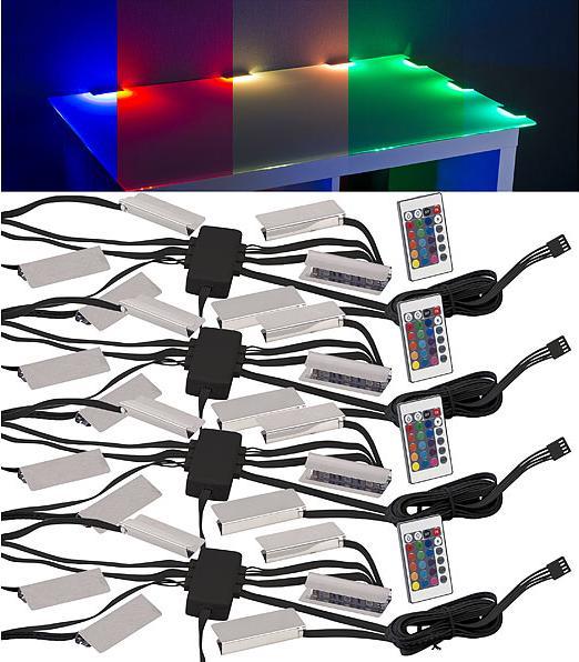 Produktbild Lunartec 4er-Set LED-Glasbodenbeleuchtung